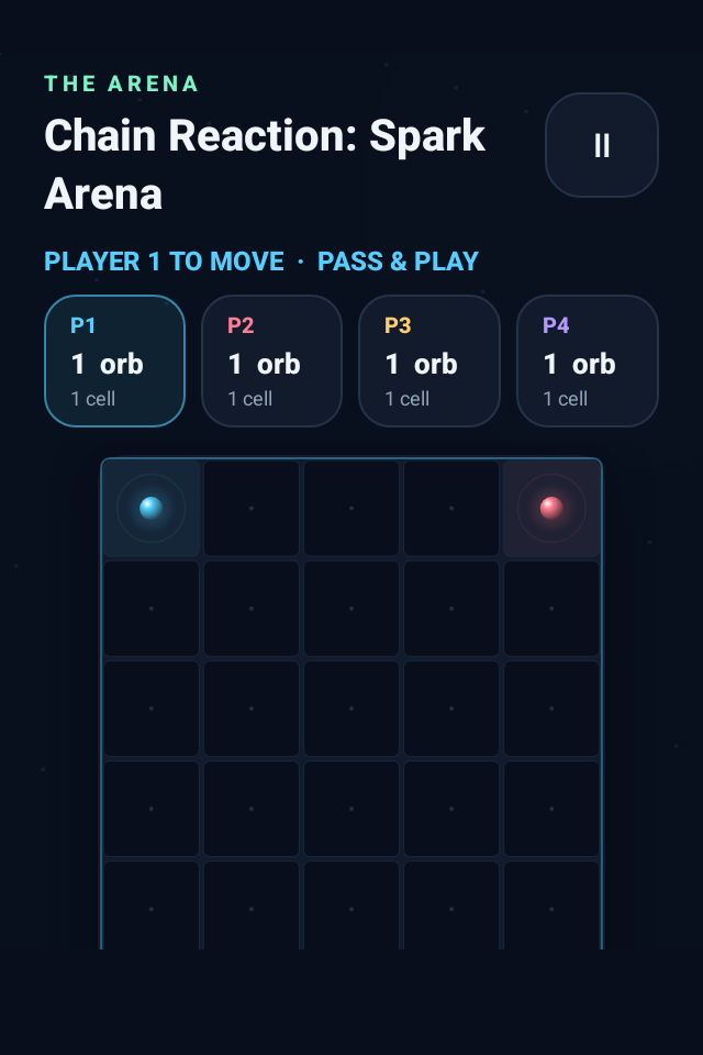 Actual Spark Arena Android gameplay showing a grid of glowing player orbs